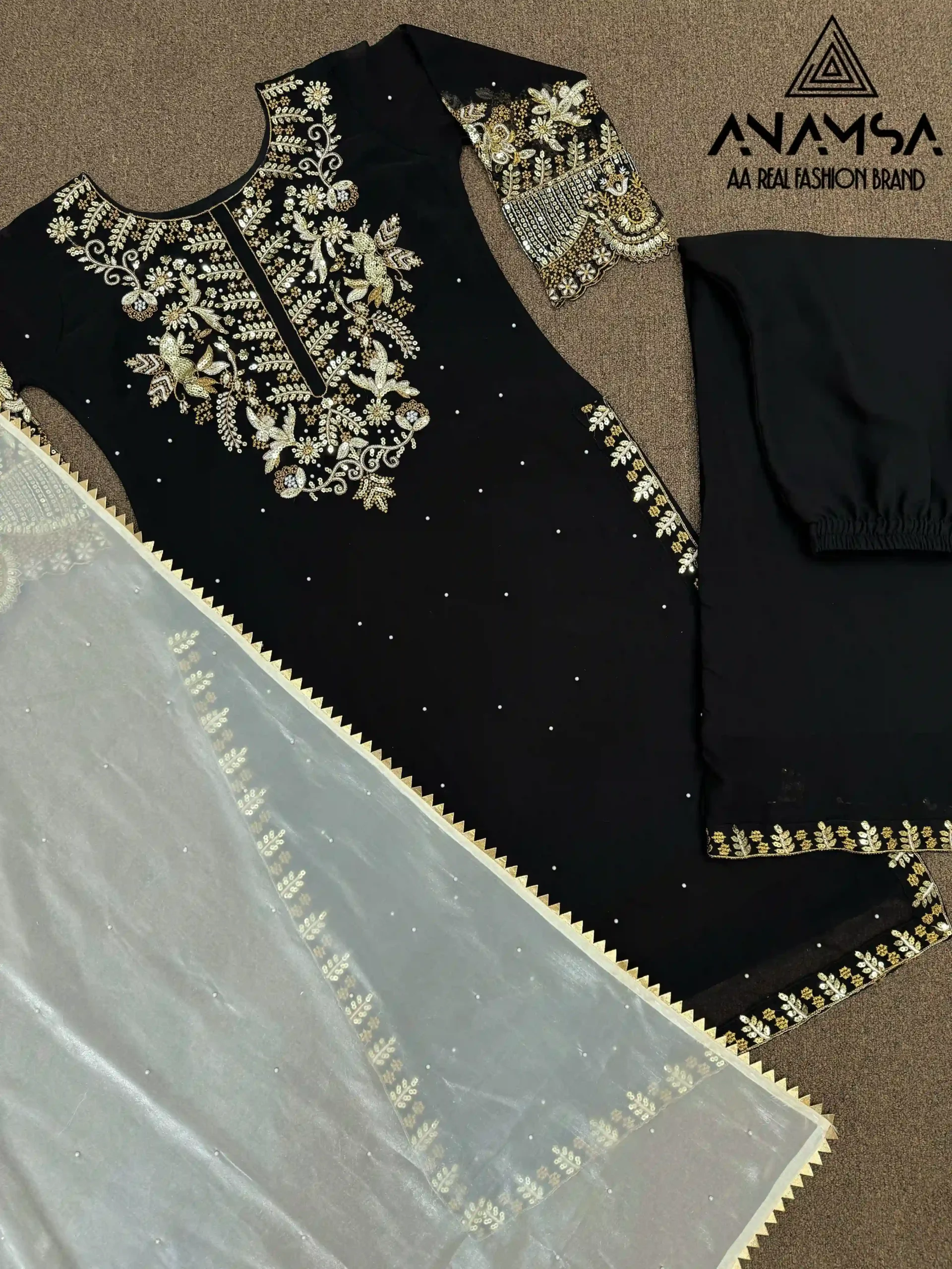 Vardan Ethnic Anamsa 487 Heavy Pure Faux Georgette Wholesale Pakistani Salwar Suit — Wholesale Salwar Suits, MPA wholesale from Surat - Gallery Image 2